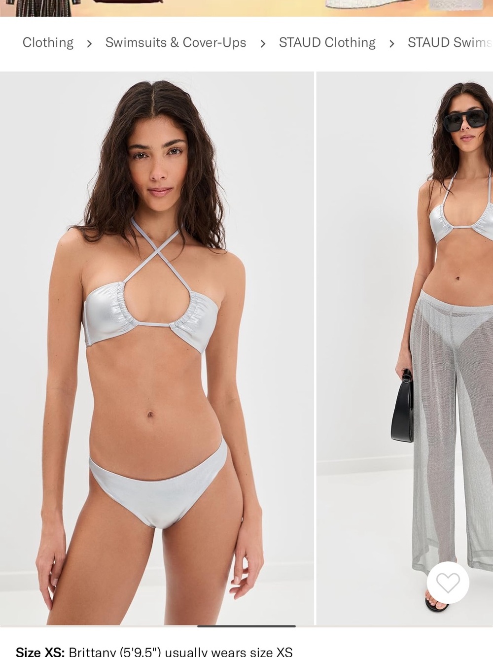 STAUD Metallic Silver Crisscross Bikini Top & Bottom